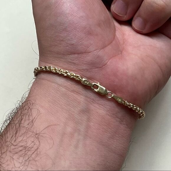 14K Real Gold Rope chain Bracelet | Birthday gift | Woman Bracelet | bracelets | - Picture 7 of 8